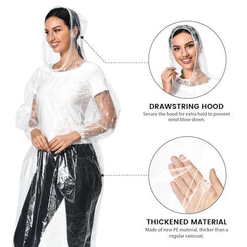 MOKANI Disposable Rain poncho for Adults, 10 PCS Waterproof Ponchos — view 3