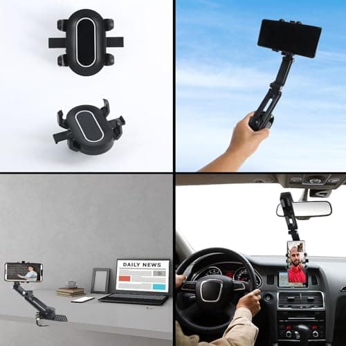 Sun Visor Phone Holder, 360° Rotatable Adjustable Car Mount for All Smartphones(Black) — view 3