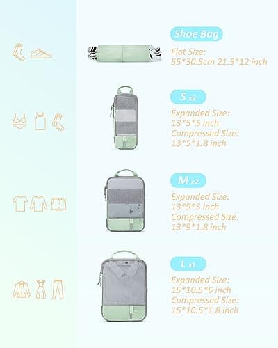 BAGSMART 6pcs Compression Travel Packing Cubes for Suitcases Backpack — view 2
