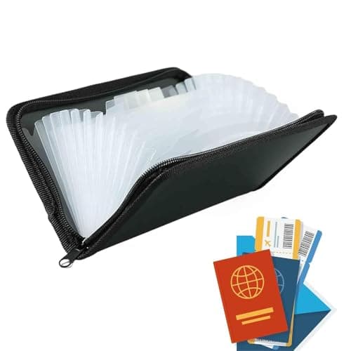 Receipt Organiser, 13 Pockets Mini Expanding Receipt Holder, Receipts Folder with Zipper Closure, Portable Accordion File Organiser, Practical Receipts Wallet, for Coupon, Bills, Cash(Black)