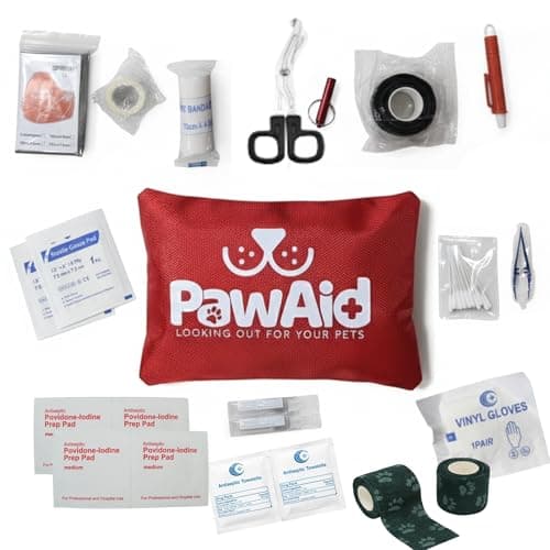 PawAid 34-Piece Pet First Aid Kit Dog- Mini Dog First Aid Kit UK, Travel Size Dog First Aid Kit with Dog Wipes, Bandages, Eye Wash & Travel Pouch Bag, Ideal Travel Organiser & Campervan Essentials