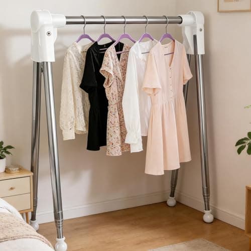 Generisch Foldable Clothes Airer - Stainless Steel Silver, Extendable Towel Shelves, Portable, Compact for Indoor Use, , Weatherproof Space Saver — view 4