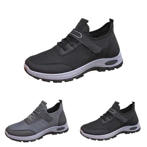 Sneake Men's Orthopaedic Trainers with Lacing Sports Shoes Mesh, black, 9.5 — view 5