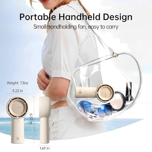 JISULIFE Handheld Turbo Fan [16H Max Cooling Time] Mini Portable Hand, 4000mAh USB Rechargeable Personal, Battery Operated Pocket Fan with 5 Speeds for Travel/Outdoor/Home/Office - Brown — view 5