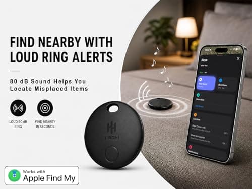 HH-Tech Smart Tag (Pack-2 Black+White) For Apple iOS Devices, Smart Tracker, Key Finder, Replaceable Battery, Easily Track Your Wallet, Bag, Suitcase, and More Worldwide with Apple Find My App — view 2