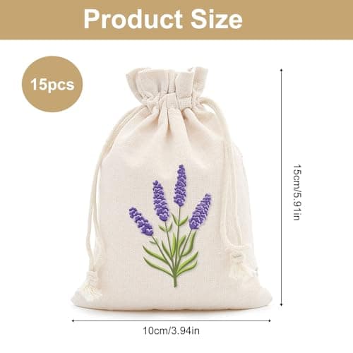 Lavender Bags, 15 Pack Lavender Sachets, Empty Muslin Bags(10 x 15 cm) — view 2