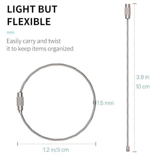 Uniclife 20 Pack Wire Keychain Cable 13cm Large Steel Key Ring Hoop Chain — view 2
