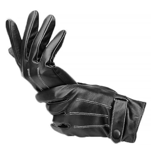 DOITOOL Men's Winter Riding Gloves PU Leather Windproof Warm Black