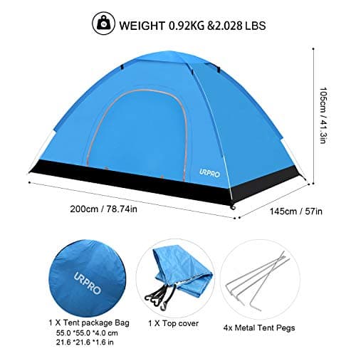 URPRO instant automatic pop up tent, 2 Person Lightweight Tent,Waterproof Windproof, UV Protection, Perfect for Beach, Outdoor, traveling,hiking,camping, hunting, fishing, etc — view 2