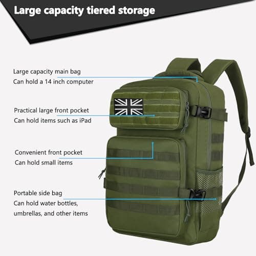 Lesbyit 36L Waterproof Hiking Backpack Tactical Military Backpack — view 3