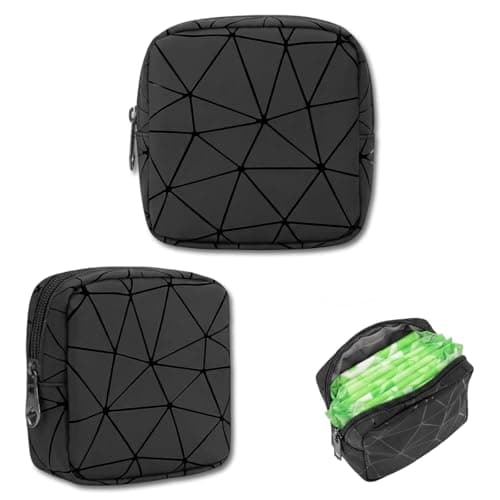 YUNTRUN 2 Pcs Period Bag, Sanitary Pad Storage Bag, Leather Sanitary Pad Storage Bag with Zipper, Compact & Waterproof Travel Organiser for Teens & Women
