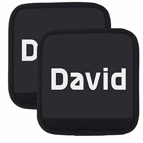 Nametape Express - Luggage Handle Wrap/Cover for Suitcase/bags Grip/Case Identifier perfect for travel Neoprene Wrap printed with name Luggage Tag (Black, Twin Pack) — view 3