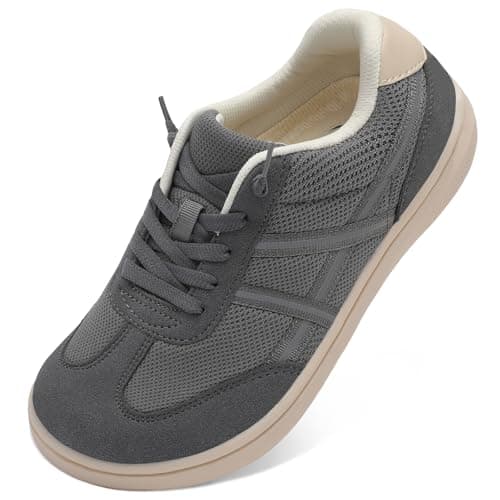 JOINFREE Women's Wide Fit Trainers Slip On Casual Walking Shoes Grey