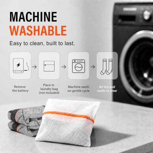 MRAWARM Rechargeable Heated Socks for Men Women (Grey/Orange) — view 6