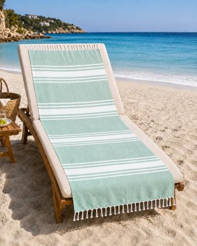 Adore Cotton Rich Hammam Beach Towel 90 x 170cm - Green Stripe — view 2
