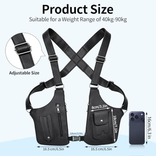 Underarm Shoulder Bag for Men & Women - Hidden Anti-Theft Double Shoulder Armpit Bag, Faux Leather RFID Protection with Elastic Connecting Strap for Travel, Work and Hiking — view 5