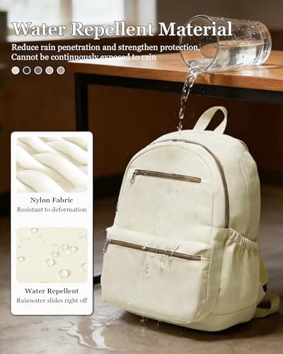 WEPOET Lightweight Secondary School Backpack For Womens Men, Cute School Bag For Teens Boys Girls, Casual Daypacks Waterproof Rucksack With Multiple Pockets(Beige) — view 6