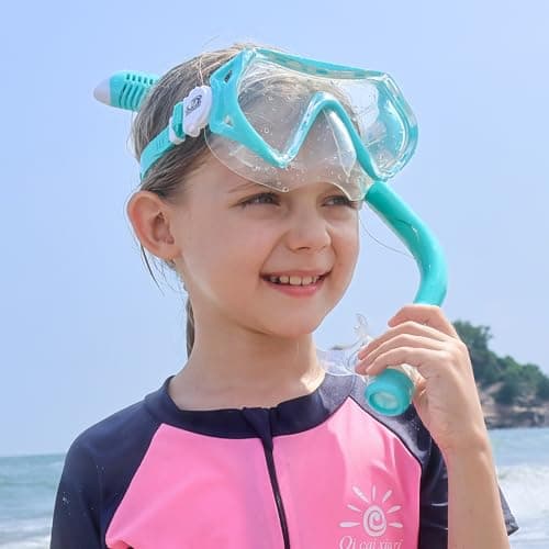 Findway Snorkel Mask for Kids,Swimming Goggles Kids for Boys Girls Youth Children Diving Mask with Nose Cover,No Leak Anti Fog Waterproof 180°Clear View Swim Goggles for Age 5-16 Years — view 4