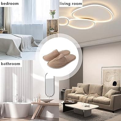 12 Pairs Disposable Hotel Slippers, Non-Slip, for Men and Women, Khaki+Grey — view 5