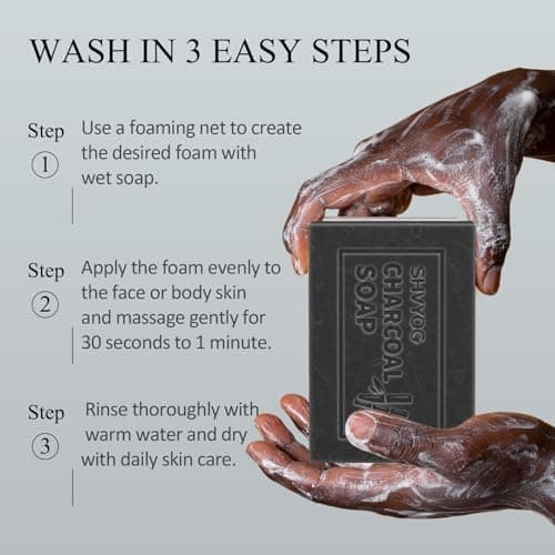 Bamboo Charcoal Soaps, Salicylic Acid Soap Bar, with Exfoliating Particles for Cleansing, AHA Soap for Oil Control, Pore Shrinking, Remove Blackhead Acne for Face and Body, Unisex, 3x100g — view 5