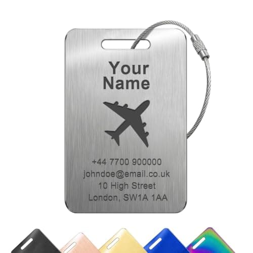 Personalised Stainless Steel Luggage Tag Laser Engraved Metal ID Label