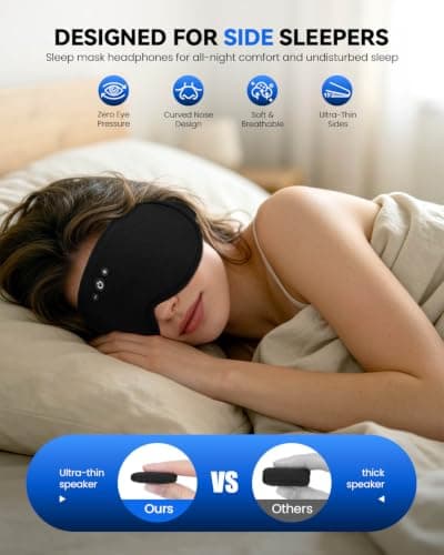 ZHENYEMEI Modal Sleep Mask Headphones w/Removable & Blackout 3D Eye Cups — view 2