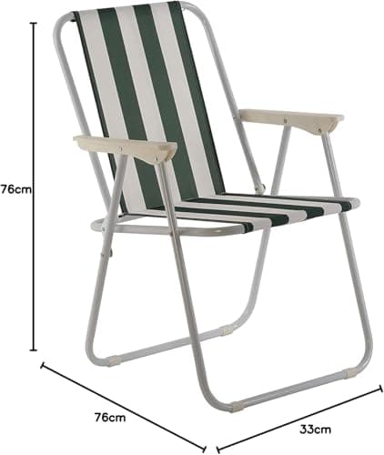 Unibos | 2X Outdoor Deck Chair Garden Patio Folding Camping Picnic Beach BBQ Party Outdoor Stripe Chair (2 Striped Chair) — view 3