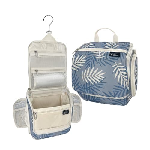 D&D Hanging Travel Toiletry Bag for Men and Women – Large Cosmetics, Makeup and Toiletries Organizer Kit with 10 Compartments, YKK Zippers, XXL Metal Swivel Hook, Water-Resistant Nylon, Floral, Floral