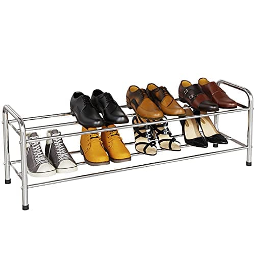 FANHAO 2-Tier Stainless Steel Shoe Rack, Up to 8-Pair Storage Shelf