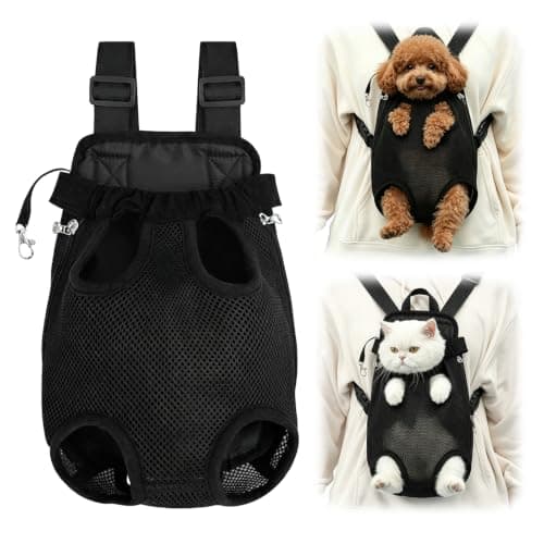 Viilich Adjustable Pet Carrier Backpack, Leg Out Ventilated Mesh Dog Cat Front Backpack, Dual Wear Pet Travel Bag for Small Medium Pets, Suitable for Hiking Biking Airplane Outdoor