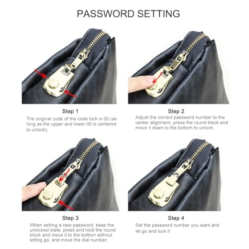 Contacts Leather Clutch with Combination Lock Men's Genuine Leather Phone Holder Zip Coin Key Travel Accessories Organizers Wallet Purse Anti-Thief Handbag, Blue — view 5