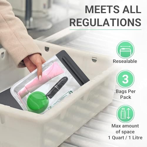 Ogato Clear Toiletry Bag, TSA-Style Airport Approved, Leakproof, 3-Pack — view 2