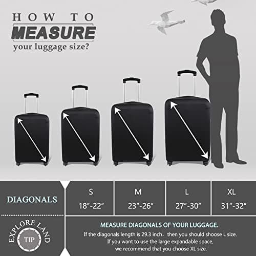 Explore Land Travel Luggage Cover Suitcase Protector Fits 23-26 Inch Luggage (Black, M) — view 5
