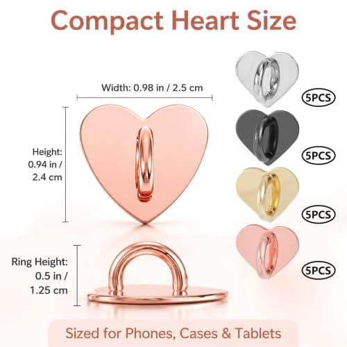 20 Pack Phone Case Charm Hook, Sturdy Adhesive Heart Loop Stand, Beautiful E-Reader Aesthetic Accessories & Tablet Decorations — view 2