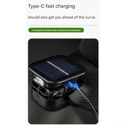 Jotekonoby LED Headlamp Solar Powered Hat Fan for Camping Hiking — view 6