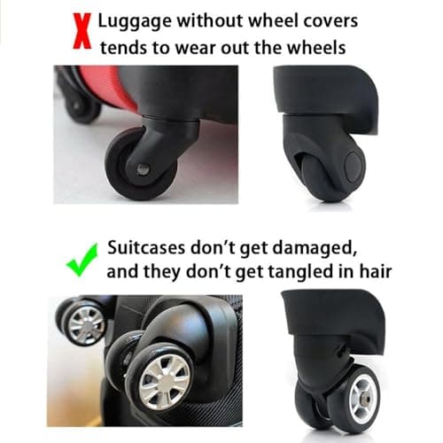 WUZIA 8PCS Luggage Wheel Protector Silicone Suitcase Wheel Covers Portable Luggage Wheel Covers for Most Carry on Suitcase Protector Cover Replacement(Purple) — view 6