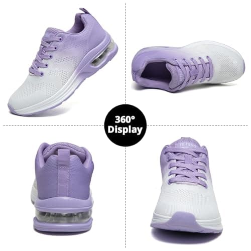 Womens Trainers Outdoor Running Shoes Air Cushion Athletic Walking Shoes Ladies Sneakers Breathable Mesh Sport Shoes Lightweight Tennis Shoes Workout Casual Jogging Shoes Purple — view 2