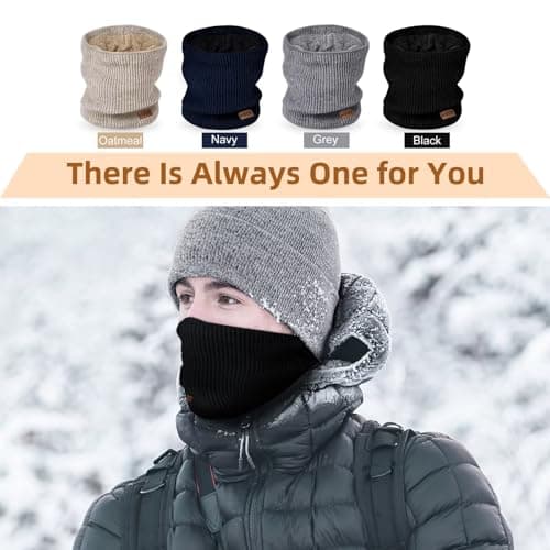 MSDC Neck Warmer Men 3 Pack,Snood for Women Thermal Thick Warm Fleece Lined Cold Weather,Neck Gaiters for Men Ski Face Mask Cover（Black,Navy,Grey） — view 6