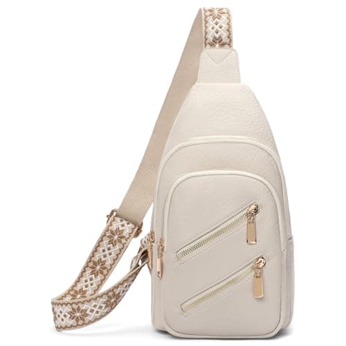 SENDEFN Crossbody Bags for Women Sling Bag Vegan Leather Chest Bag Fanny Pack with Adjustable Guitar Strap for Travel