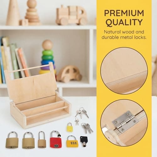 Toyvian Montessori Lock and Key Toy Set for Toddlers Lock Box Educational Toy with Multiple Locks and Keys Fine Motor Skills Hand Eye Coordination and Logical Thinking Activity for Early Learning — view 2