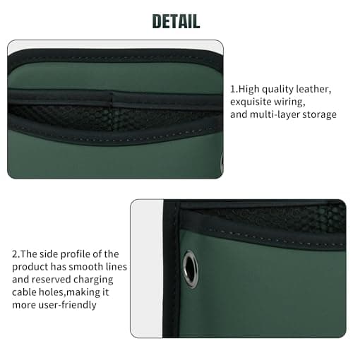 Qirc PU Leather Car Side Pocket Organizer, Universal Car Pocket Pouch Cell Phone Holder for Car, Car Seat Gap Filler Storage Accessories Organizer for Car Door, Console (Green) — view 2