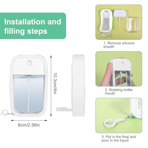 Qianyu 4PCS Reusable 50 ML Card Spray Bottle Portable Moisturizing Sprayer Box Card Design Empty Bottles with Hook Refillable Perfume Atomizer Vials for Cosmetic (white,sky blue,black,light pink) — view 2