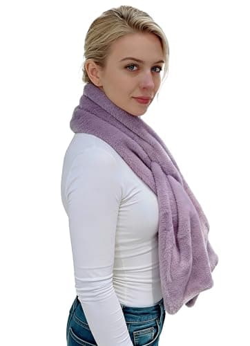 Lina & Lily Women's Winter Pull-Through Faux Fur Scarf with Hidden Zipper Pocket (Lavender) — view 2