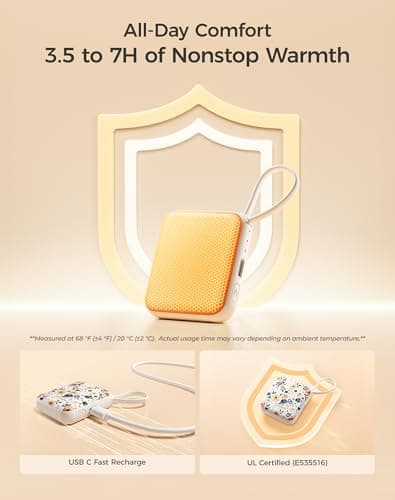 OCOOPA Hand Warmers Rechargeable, Smart Temp Control 7H*2 Long Safe Heat, Ultra Slim, Pocket-Size Design That Fits Gloves, Gifts for Women, Outdoor, Office, Commute (UT5 Nano) — view 5