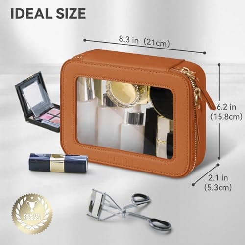 Prite Clear Makeup Bag Cosmetic Case Travel Toiletry Bag, Brown, Standard — view 3