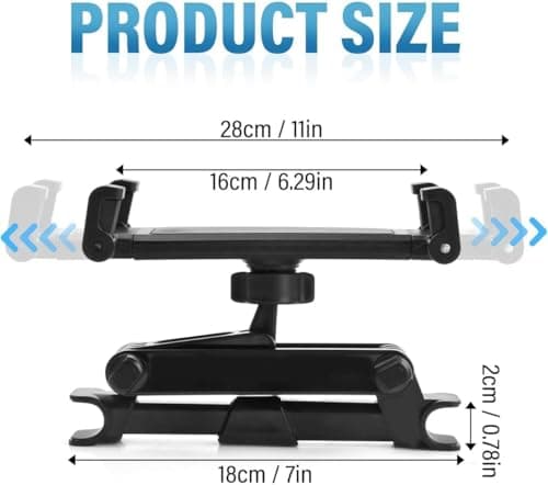 ZhengHaijiang Car Headrest Mount, 360° Adjustable Car Backseat Mount, Headrest Tablet Mount for kids, adults, Universal Tablets holder for 5.5" - 12.9" iPad, Samsung, Switch, Kindle, Cellphone (Q2) — view 2