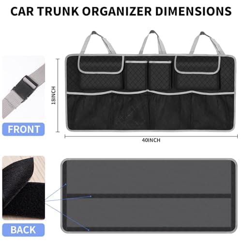 NEWFOM Car Trunk Organizer and Storage, Large Capacity Backseat Hanging Storage Accessories, Backseat Car Organizer for SUV/MPV/Truck (Gray) — view 2