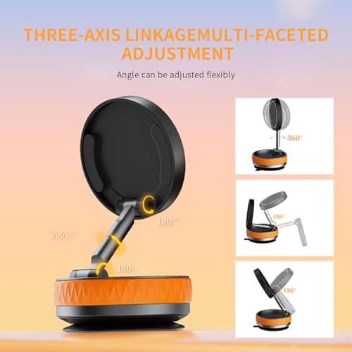 atnayo Vacuum Magnetic Phone Holder, 360° Retractable Folding Suction Phone Holder Mount(Orange) — view 3