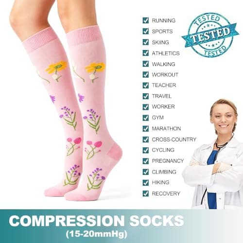 BISOUSOX Compression Socks for Women 15-20 mmHg Support Flight Socks — view 3