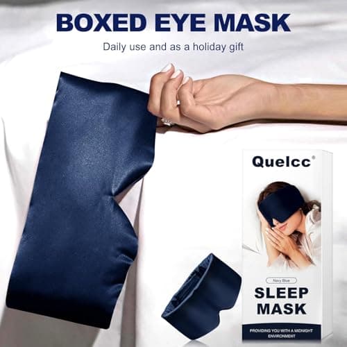 Quelcc Sleep Mask, Silk Eye Mask for Sleeping with Adjustable Strap, Ultra Soft Comfortable Sleeping Mask for Sleeping,Travel, Relax, Yoga, Meditation(Navy Blue) — view 6